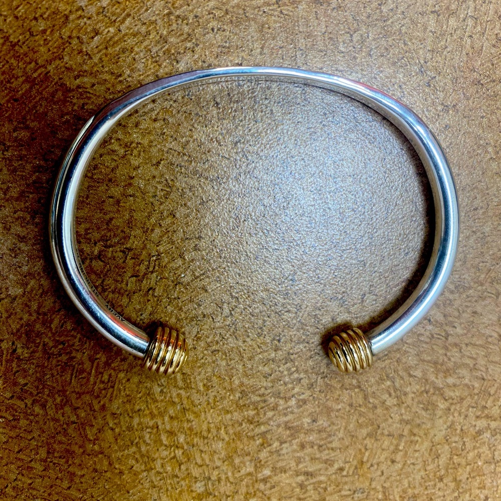 Retired James Avery gold and silver hammered cuff bracelet